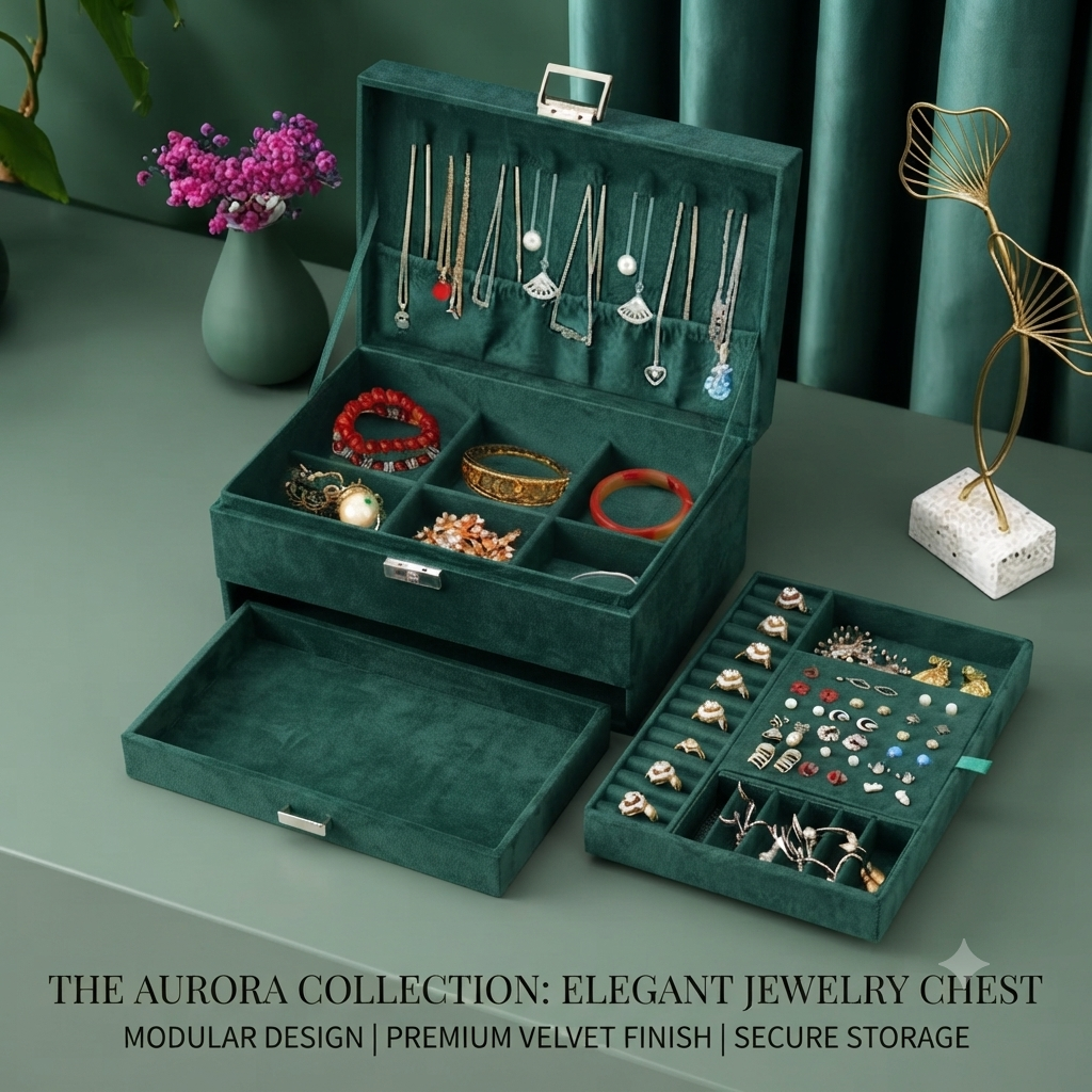 Premium Velvet Large Jewellery Organizer Box