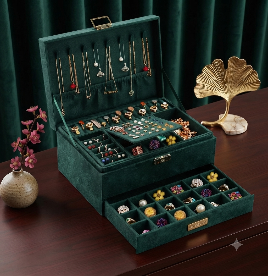 Premium Velvet Large Jewellery Organizer Box