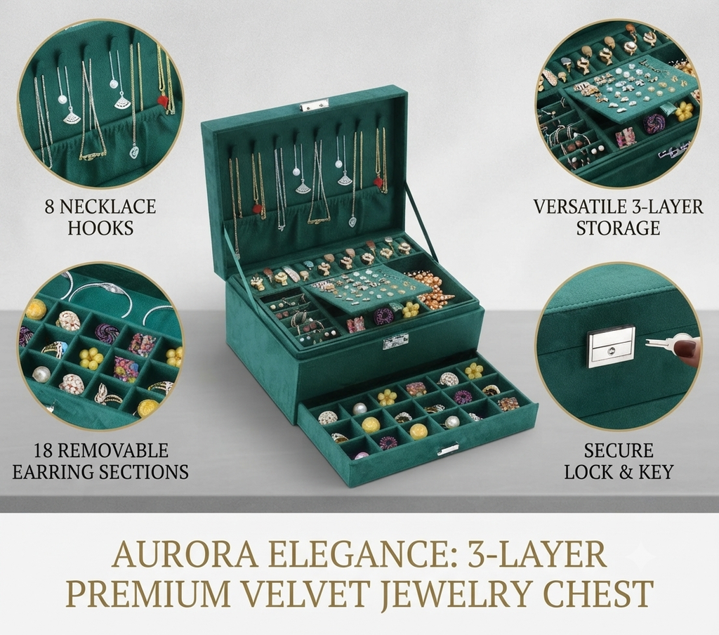 Premium Velvet Large Jewellery Organizer Box