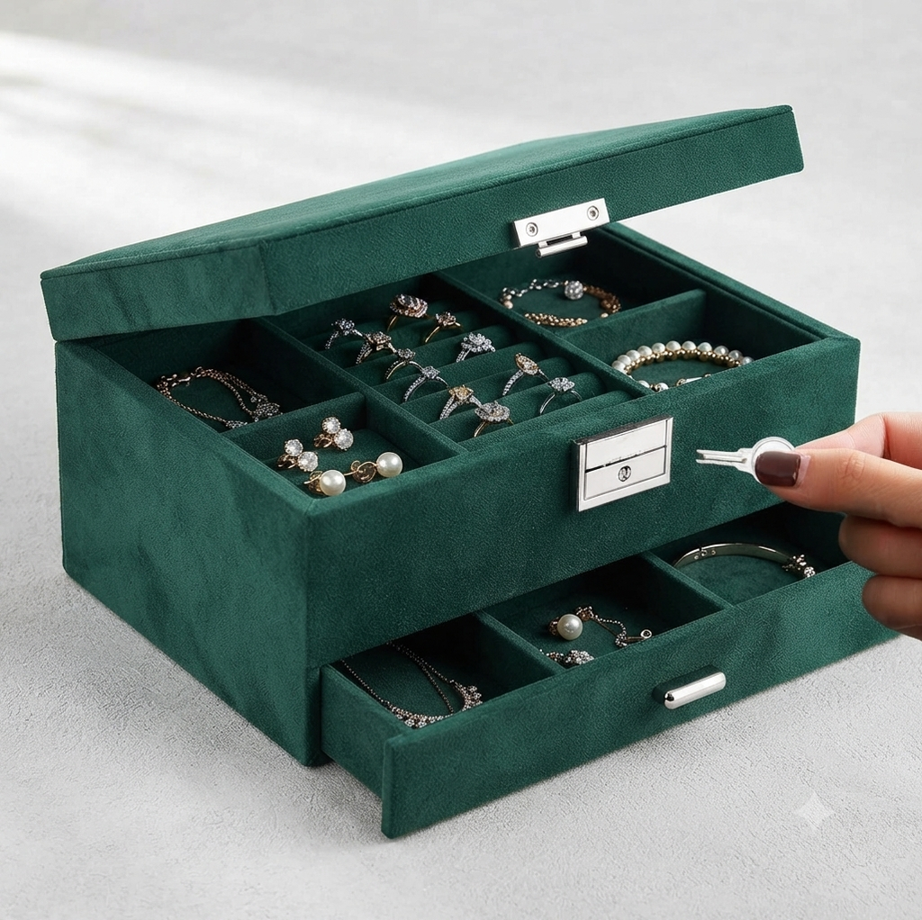 Premium Velvet Large Jewellery Organizer Box