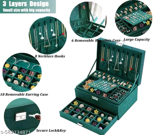 Premium Velvet Large Jewellery Organizer Box