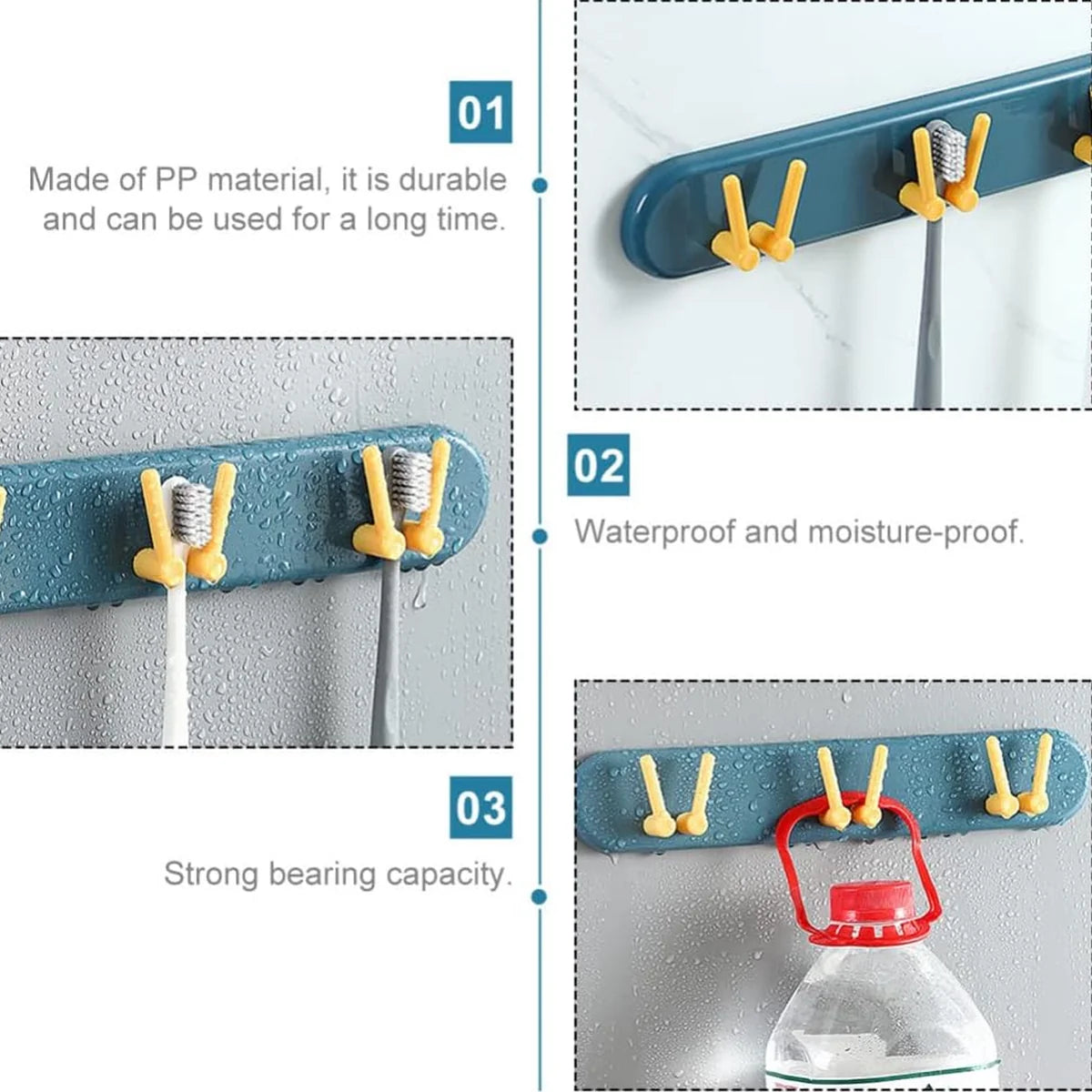 4702 Toothbrush Holder Plastic Bathroom Accessories Organizer Wall Mounted Hanging Mount Shelf Hooks (1pc)