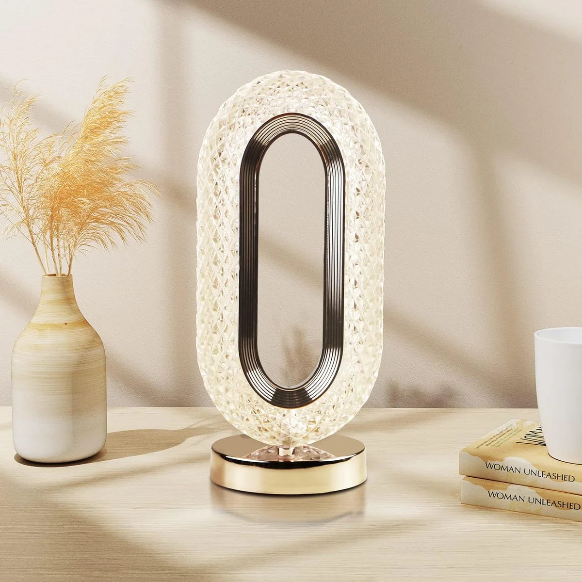 6878 Touch Control Crystal Table Desk Lamp 3-way Dimmable Light USB Rechargeble Crystal Diamond Table Lamp Exquisite Night Stand Light Lamp Beside Lamp For Bedroom Living Room Decorative Desk Lamp