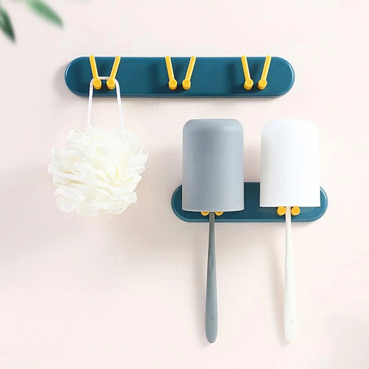4702 Toothbrush Holder Plastic Bathroom Accessories Organizer Wall Mounted Hanging Mount Shelf Hooks (1pc)