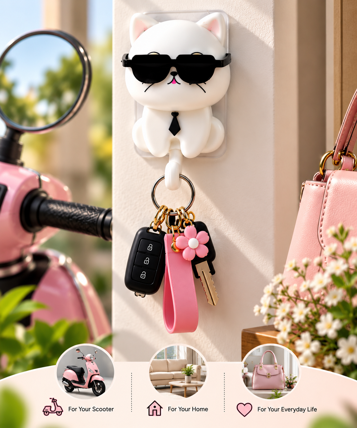 Purrfect Key Buddy - Cute Cat Wall-Mounted Key Holder