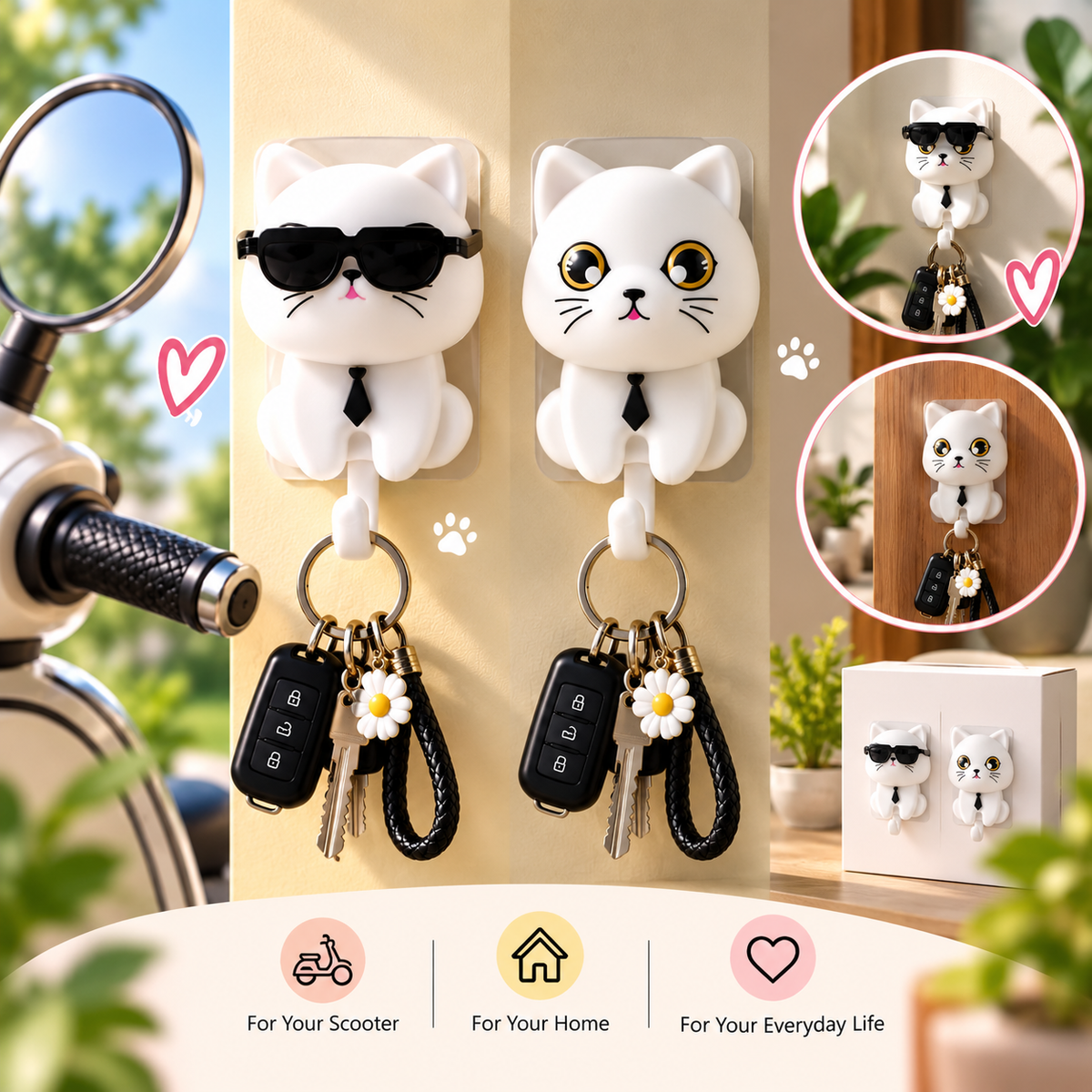 Purrfect Key Buddy - Cute Cat Wall-Mounted Key Holder