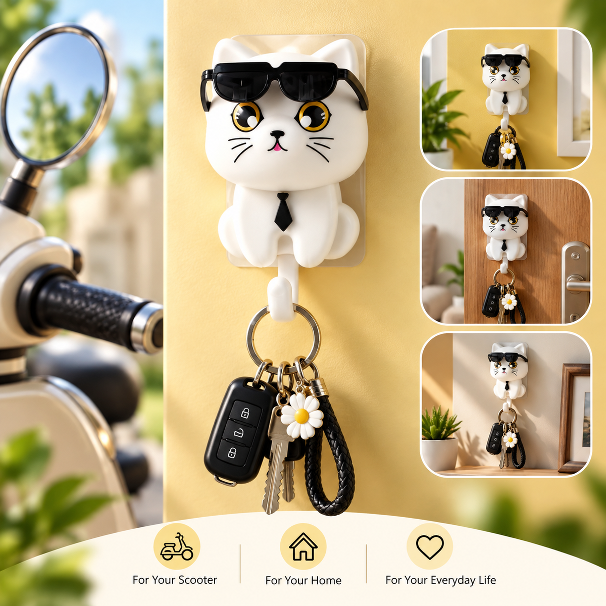 Purrfect Key Buddy - Cute Cat Wall-Mounted Key Holder
