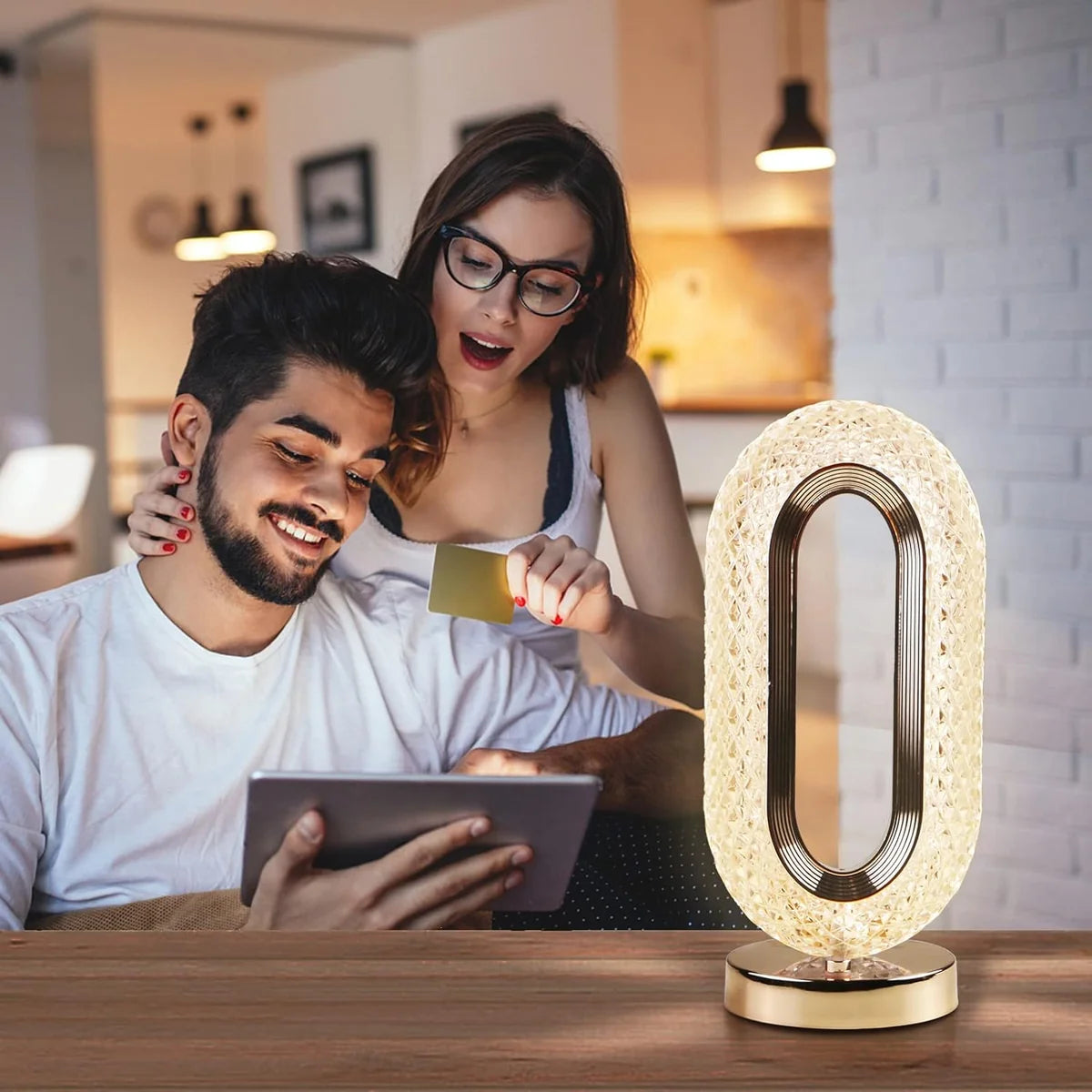 6878 Touch Control Crystal Table Desk Lamp 3-way Dimmable Light USB Rechargeble Crystal Diamond Table Lamp Exquisite Night Stand Light Lamp Beside Lamp For Bedroom Living Room Decorative Desk Lamp