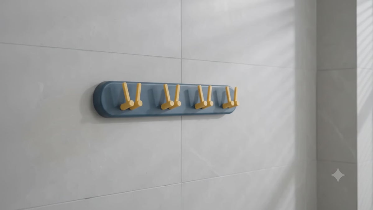 4702 Toothbrush Holder Plastic Bathroom Accessories Organizer Wall Mounted Hanging Mount Shelf Hooks (1pc)
